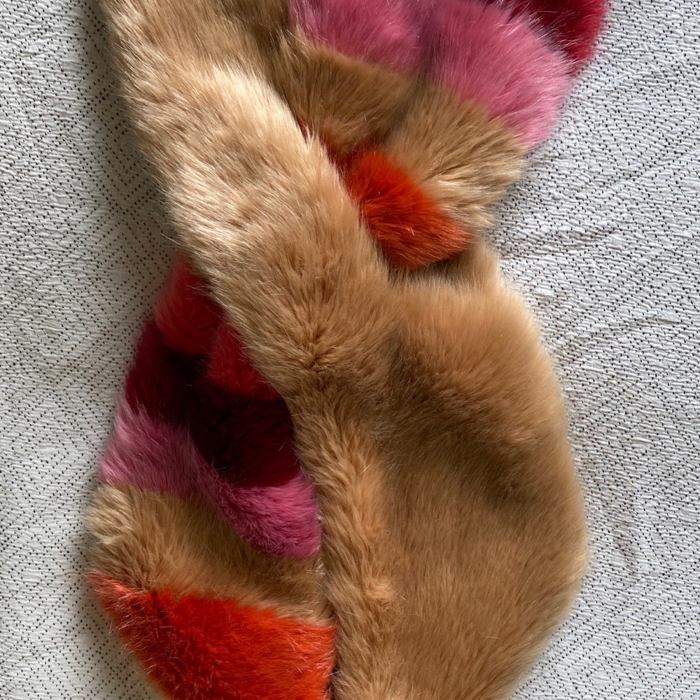 Faux fur colorful scarf